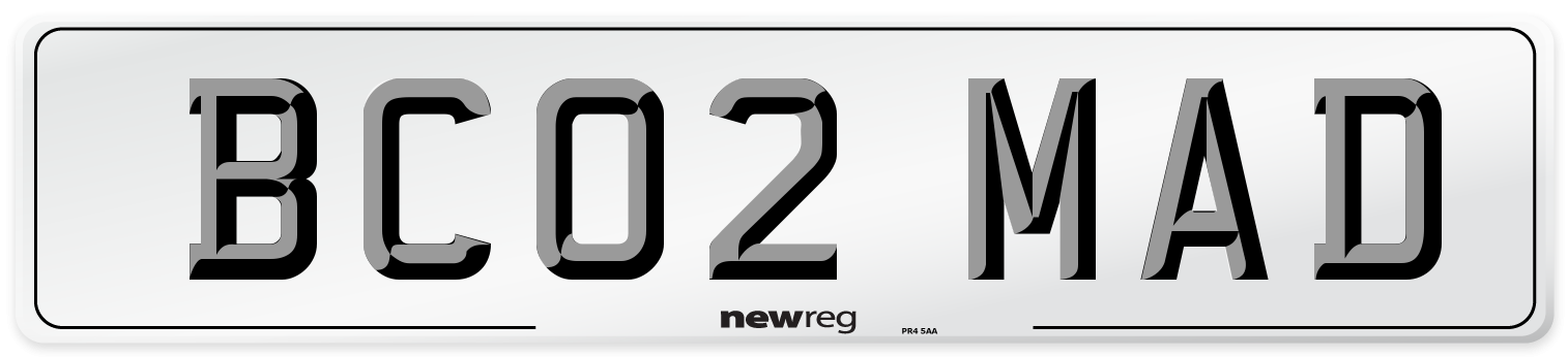 BC02 MAD Number Plate from New Reg